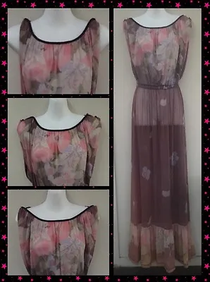 Vintage 60s 70s Style Sheer  Maxi Dress Multi Way Boho Hippie Sportsgirl 8-10 • $21.88