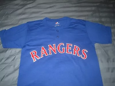 NWOT Majestic MLB Mens Texas Rangers Baseball Shirt  SML 2XLHenley Official • $10.99