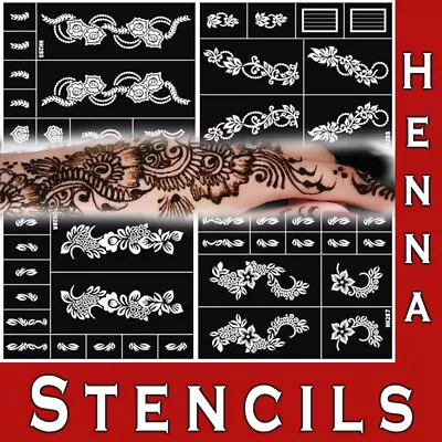 Henna Stencils Large Template Glitter Hand Temporary Tattoo Mehndi Body Art • £3.98