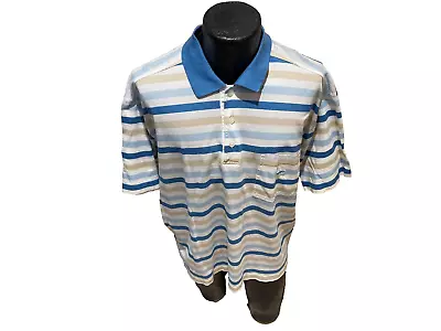 Nwot Paul & Shark Yachting White/blue/tan Stripe S/s Cott Polo Shirt 3xl/italy • $16.95