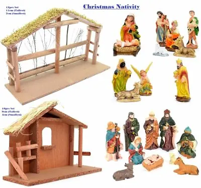Nativity Crib Scene Figures Set Stable Movable Home Christmas Decoration Easter • £10.52