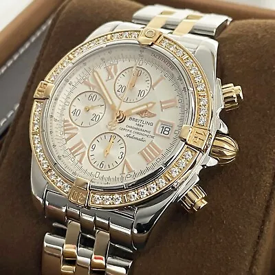 BREITLING CHRONOMAT EVOLUTION 44mm ROSE GOLD STEEL DIAMOND BEZEL Ref: C13356 • $9500