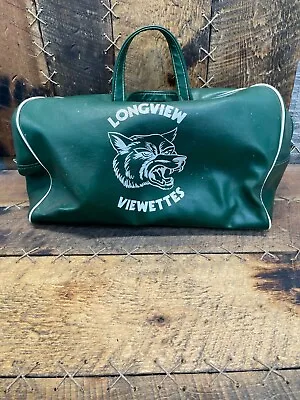 VTG 50s LONGVIEW TX Viewettes Lobos Green Duffle Gym Athletic Bag Made In USA • $50.99