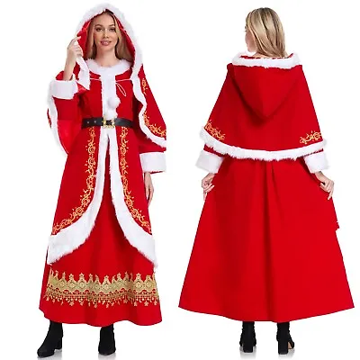 Mrs. Claus Christmas Costume Xmas Party Santa Cosplay Women Red Princess Dress • $39.99