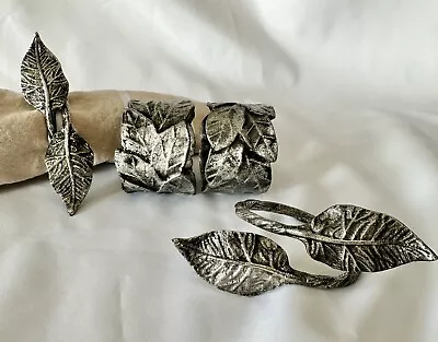 4 Vintage Metal Napkin Rings Holders Leaf Leaves Autumn • $17.99