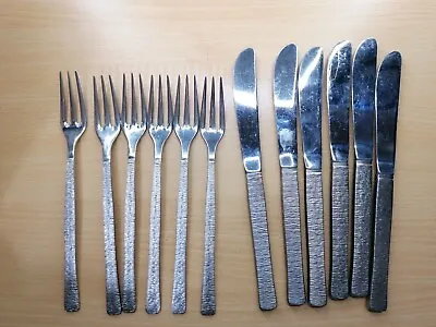 £39.99 • Buy Viners Of Sheffield Bark Texture Cutlery Designed By Gerald Benney 12 Total 