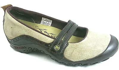 MERRELL Plaza Bandeau Shoes Wedge Mary Beige Suede Loafers Women's 8M 8 38.5 • $19.99