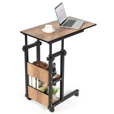 C-Shape Mobile Snack End Side Sofa Laptop Table W/Rolling Cart Height Adjustable • $59