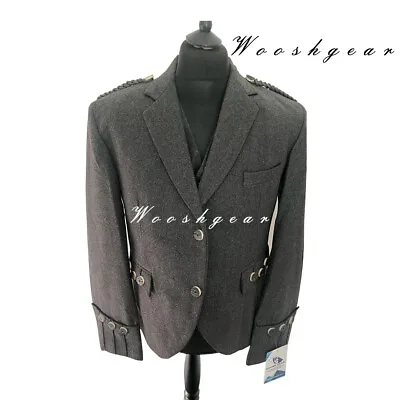 £64.99 • Buy Argyle Charcoal Uk46R  100% Wool Blazer With Bone Button Jacket And Waistcoat .