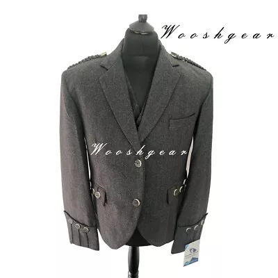 £64.99 • Buy Argyle Charcoal Uk46R 100% Wool Blazer With Bone Button Jacket And Waistcoat .
