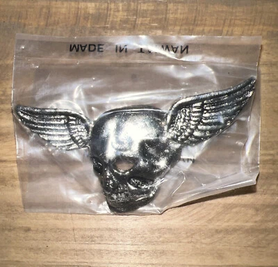 $11 • Buy BRAND NEW VINTAGE SKULL WING POLISHED BIKER Silver Vest Jacket Lapel BIKER PIN