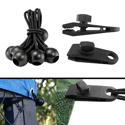 £8.99 • Buy Camping Tent Tarp Secure Hold Down Fixing Kit: Pack Of 5 Stretchy Balls & Clamps