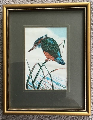£6 • Buy Vintage Kingfisher Jacquard Loom Picture - J & J Cash’s Collector Range 19x15cm