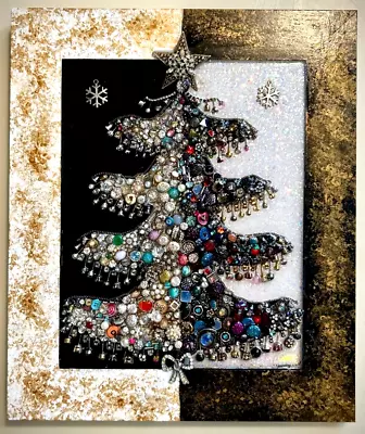 Christmas Tree Framed Jewelry One Of A Kind Art Unique Gift Home Decor • $559