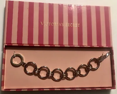 Victoria Secret Rose Gold Crystal Angel Wings Charm Bracelet Vintage NIB $78 Ret • $24.98