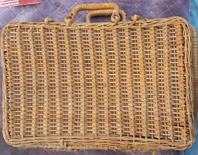 Vintage Woven Wicker Suitcase Picnic Basket Cottagecore Case • $33.33