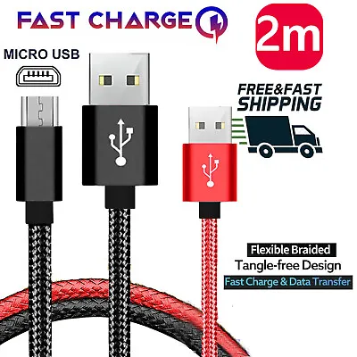 2M 3A Micro USB Fast Charger Braided Cable Data Cord For Android Samsung Galaxy • $3.99