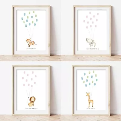 £5.99 • Buy BABY SHOWER FINGERPRINT Alternative To Guest Book, Boys Girls Safari Nursery Dec