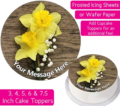 Daffodil Edible Wafer & Icing Personalised Cake Toppers Decor Bday Party Spring • £2.25