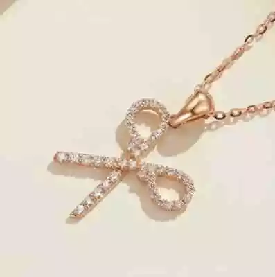 1 Ct Round Cut Simulated Diamond Scissor Beauty Pendant 14K Rose Gold Plated • $88.74