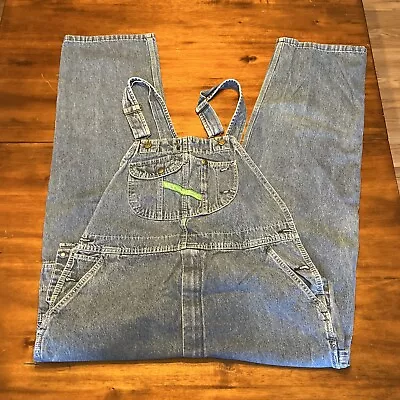 Vintage Key Imperial Overalls 44x32 Bibbed Bib Blue Jean Denim • $34.77