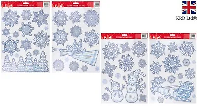 £2.89 • Buy CHRISTMAS GLITTER WINDOW STICKER Snowflake Scene Xmas Wall Home Shop Decor UK