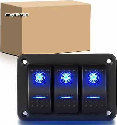 3 Gang Toggle Rocker Switch Panel For Car Boat Marine RV Truck Blue LED 12V-24V • $16.99