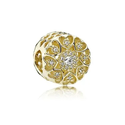 $355 • Buy GENUINE Pandora 14ct Gold Hearts Of Gold Charm 750841CZ Gently Used