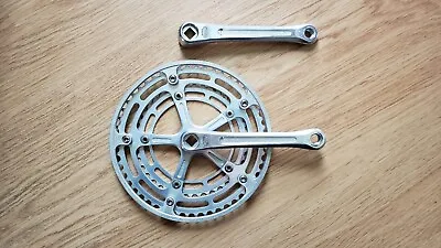 Vintage Shimano 600 Arabesque Crankset With Chain Guard 165 Mm 52T 40T Japan • $110