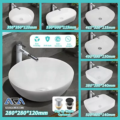 Bathroom Ceramic Basin Vanity Bowl Sink Counter Top High Gloss White Round Oval • $18.40