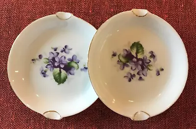 Vintage ~ L & M / Lipper & Mann ~ 2 Purple Violet Ashtrays With Gold Trim ~ EUC  • $20