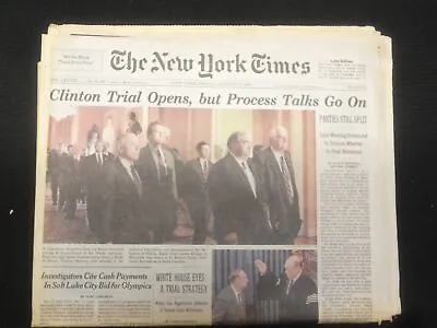 1999 January 8 New York Times Newspaper-clinton Impeachment Trial Opens- Np 7004 • $45