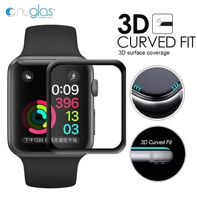 $8.95 • Buy Nuglas 6D Curved Full Tempered Glass Screen Protector Apple Watch 7 6 5 4 3 2 SE