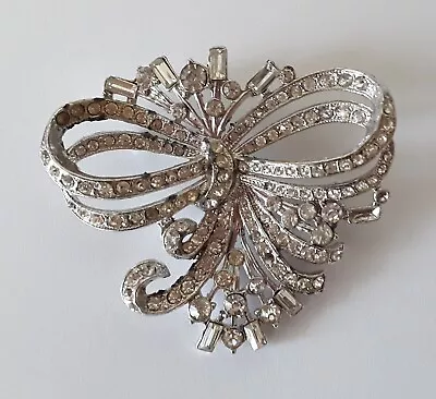 Vintage Marcasite Brooch Pin With Bow Design • $10.95