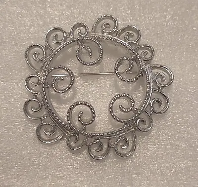 Vintage 1971 Signed SARAH COVENTRY Titled SILVERY MIST Lacy FILIGREE Pin BROOCH  • $1.99