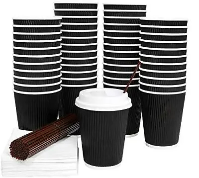£139.99 • Buy 8oz & 12oz Disposable Coffee Cups Black Kraft Paper Cups For Hot & Cold Drinks 