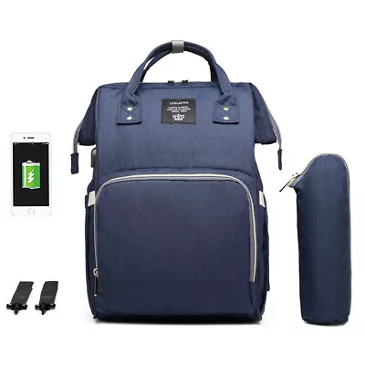 £39 • Buy LEQUEEN Waterproof Baby Nappy Diaper Bag Mummy Maternity Pure Color USB Backpack