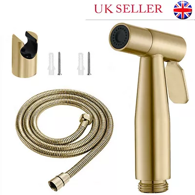 Brushed Gold Hand Held Shower Head Douche Toilet Bidet Spray Wash Jet Diverter • £17.88