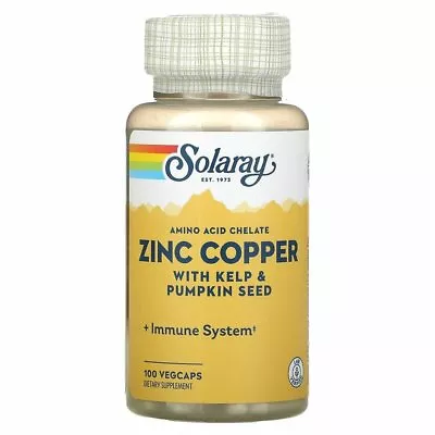 Solaray Zinc Copper With Kelp & Pumpkin Seed 100 VegCaps Exp Date:05/2026 • $31.90