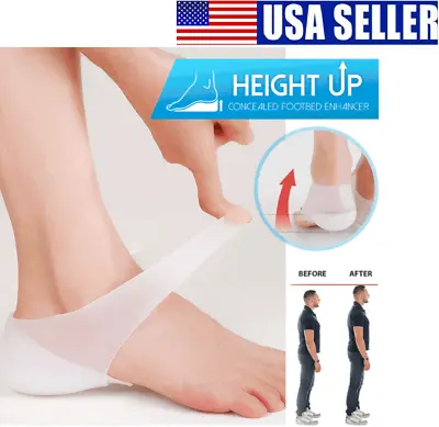 $9.71 • Buy Concealed Silicone Footbed Enhancers Invisible Heel Taller Shoe Inserts Pads 6CM