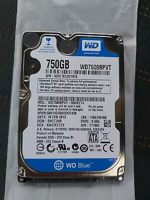 Western Digital 750GB SATA 2.5 Laptop Hard Disk Drive HDD WD7500BPVT • £15