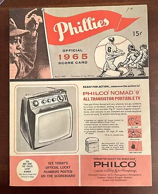 1965 Philadelphia Phillies Vs Milwaukee Braves Score Card Aaron Callison Allen • $15