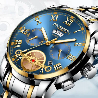 Waterproof Men Watch Stainless Steel Quartz Luminous Classic Business Wristwatch • $11.88