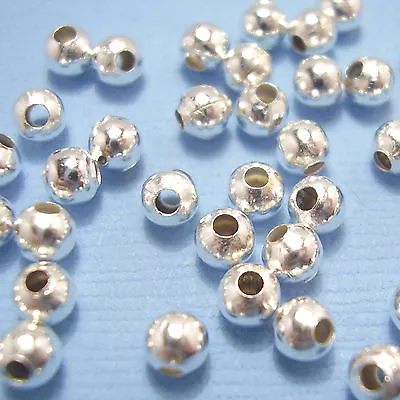 Silver Plated Round Ball Spacer Beads Jewellery Making 2mm 3mm 4mm 5mm 6mm 8mm • £1.60