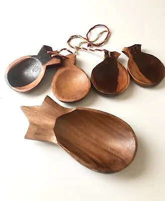 Vintage Monkeypod Wood Pineapple Set Of 5 Small Dishes • $14.99