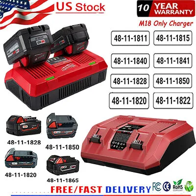 Rapid Dual Charger For Milwaukee M18 Battery 48-11-1828 18V XC Li-Ion Battery US • $38.99