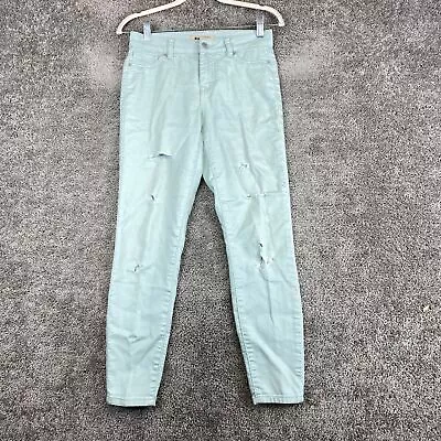 Blue Spice Skinny Leg Jeans Juniors 1 Mint Green Mid Rise 5-Pocket Distressed • $11.37