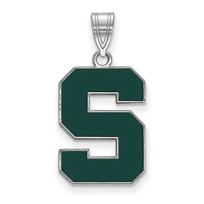 Michigan State Spartans Green School Letter Logo Pendant In Sterling Silver • $76.99