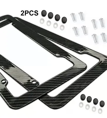 2024 US Black Car Carbon Fiber License Plate Frame Cover Front & Rear Universal • $9.79