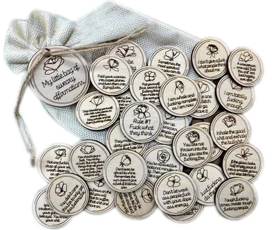 My Little Bag Of Swear Affirmations Wooden Pieces With Affirmative Oaths • $21.55
